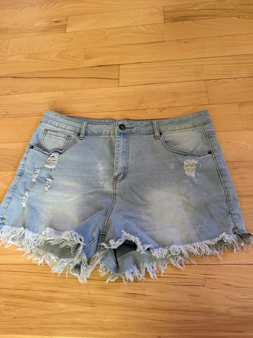 KDF Light Wash Denim Shorts